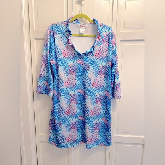Top it Off Pineapple Prink Midi Dress pink blue - Picture 1 of 4